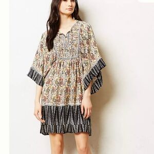 ANTHROPOLOGIE TOLANI Silk Kimono Tunic Dress Size Large